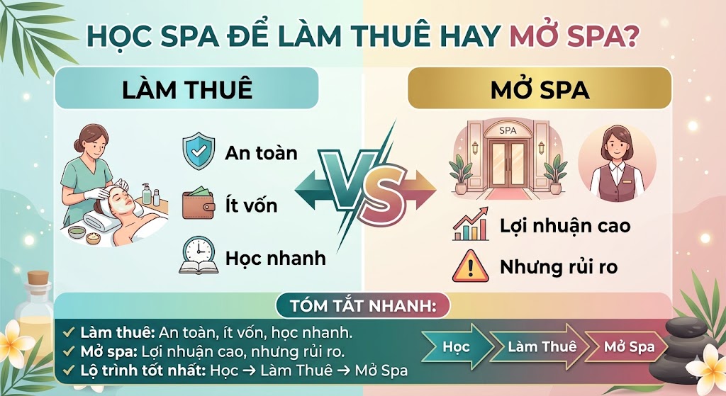 Học spa làm thuê hay mở spa