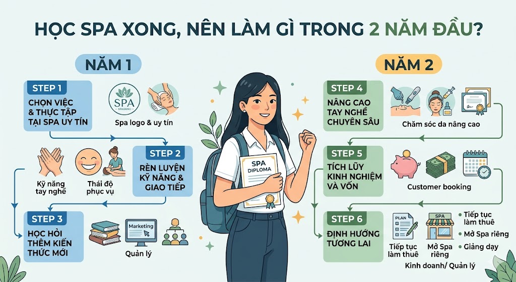 học spa xong nên làm gì trong 2 năm đầu